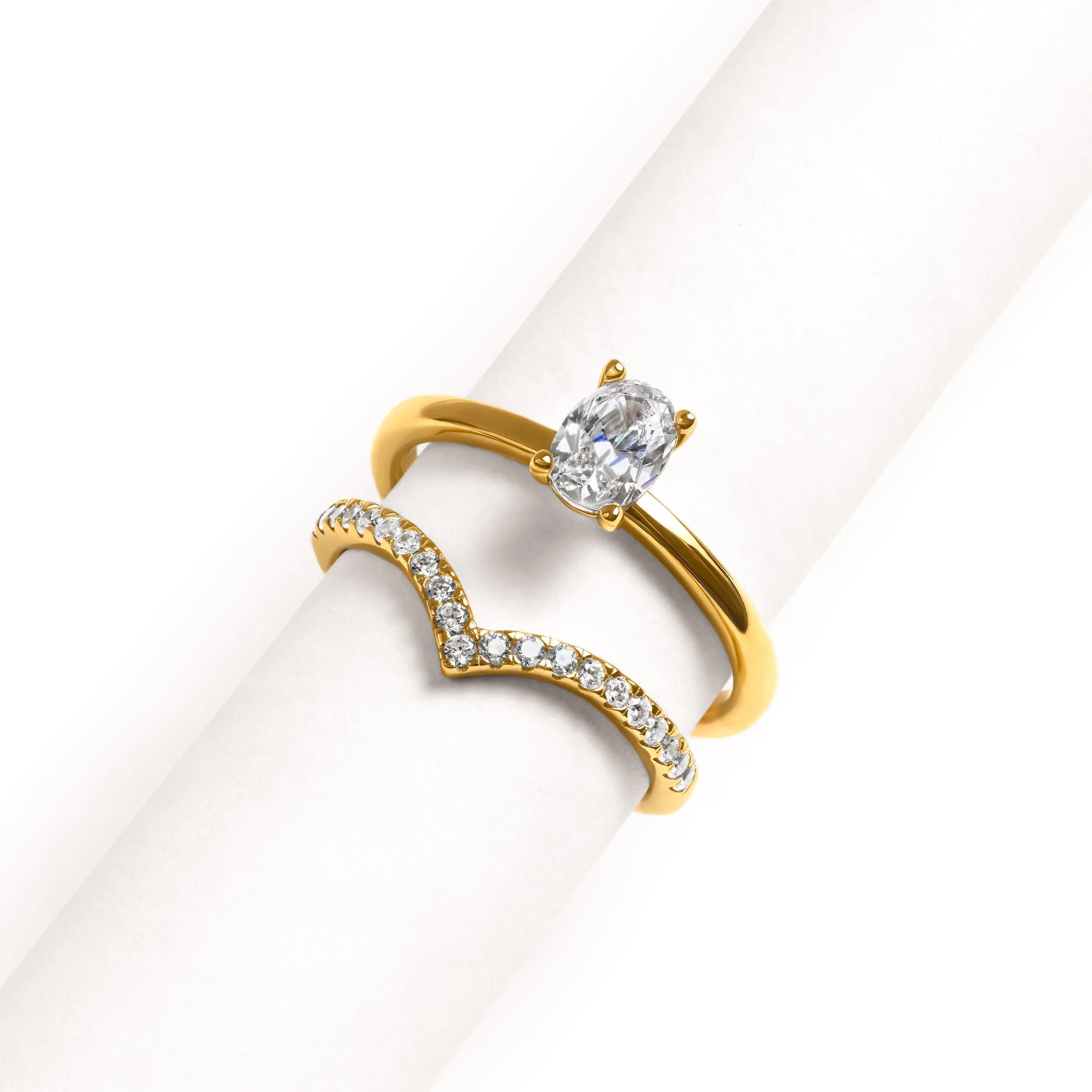 Oval Ring & Wishbone Stacking Set (Gold) | Abbott Lyon