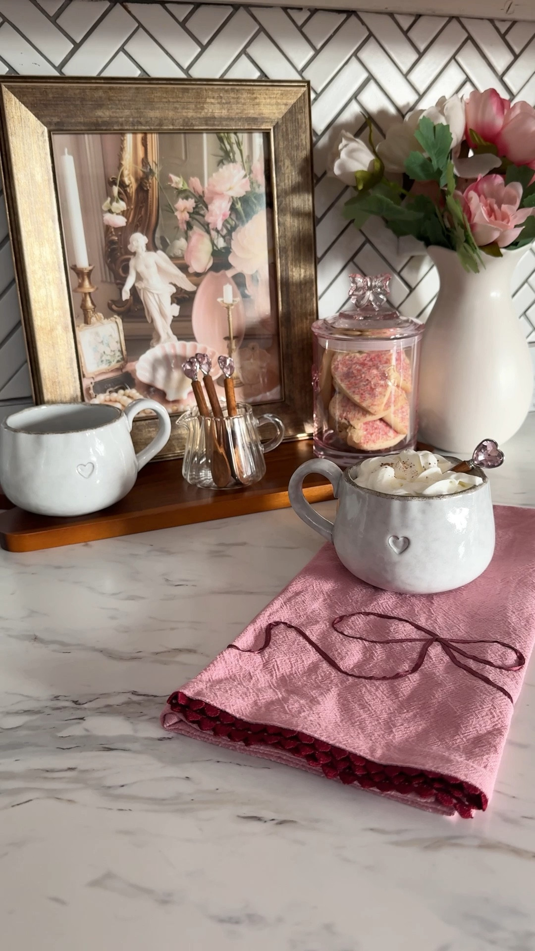 
A cozy coffee moment with a hint of pink 💗
Because Valentine’s can be subtle and beautiful.

My Valentine’s Coffee ☕️ Station 🤍


#ValentinesDecor
#NeutralValentines
#CoffeeStation
#CoffeeBarDecor
#CozyHome
#SoftPinkDecor
#walmartfinds
#TargetHaul 
#DecorInspo
#CozyMoments

#LTKSeasonal #LTKmorningroutine #LTKHome