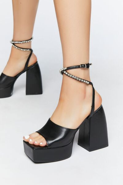 Faux Gem Square-Toe Block Heels | Forever 21 (US)