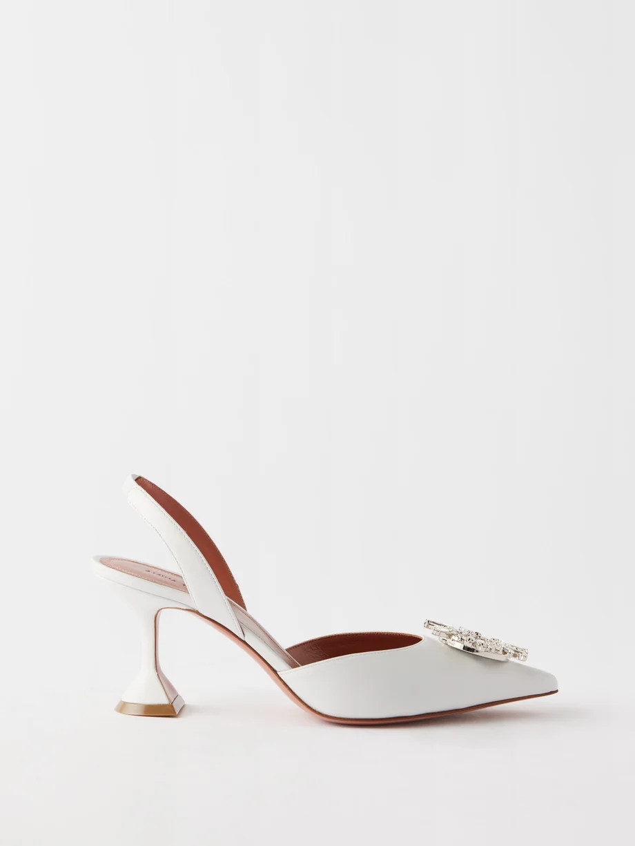 Begum 75 leather crystal-buckle slingback pumps | Matches (UK)