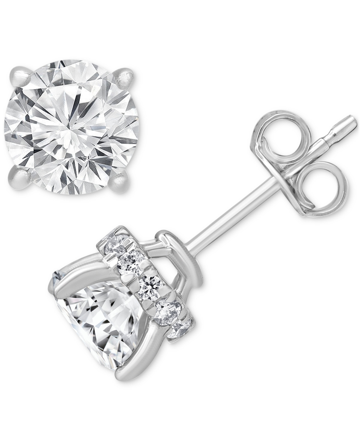 Badgley Mischka Certified Lab Grown Diamond Halo Stud Earrings (2-1/2 ct. t.w.) in 14k Gold | Macys (US)