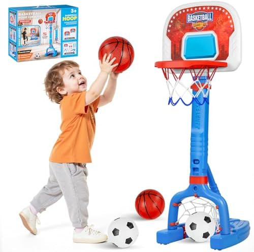 Toddler Basketball Hoop,Swimming Pool Basketball Hoop, Adjustable Mini Kids Basketball & Soccer G... | Amazon (US)