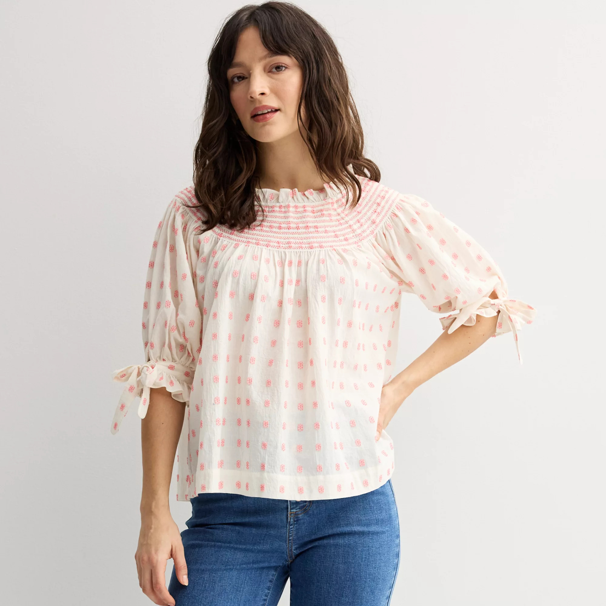 Women's Farmers Market Smocked Neck Top | Kohl's
