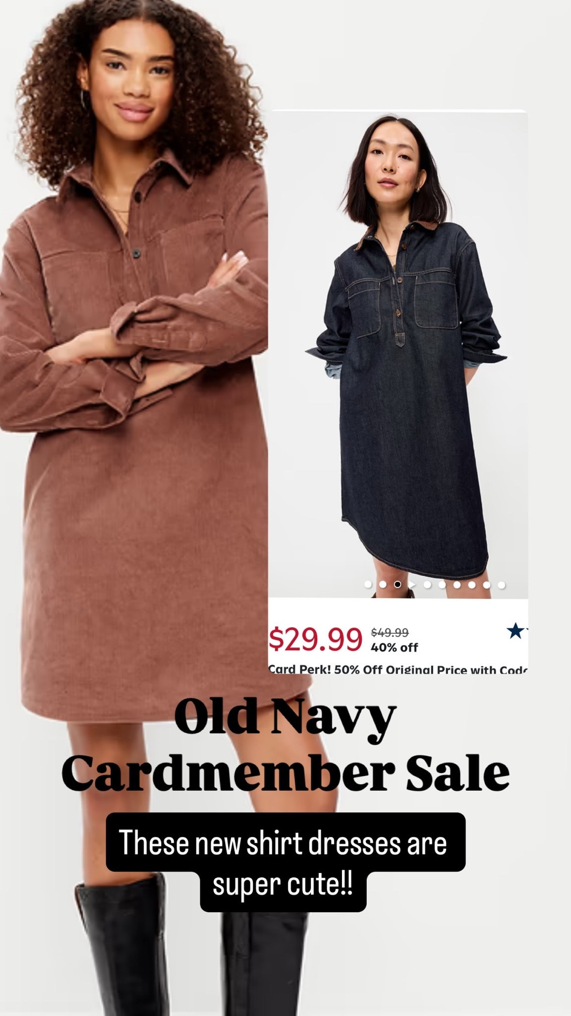 Love these new shirt dresses from Old Navy!!

Corduroy and denim.

#LTKSaleAlert #LTKSeasonal