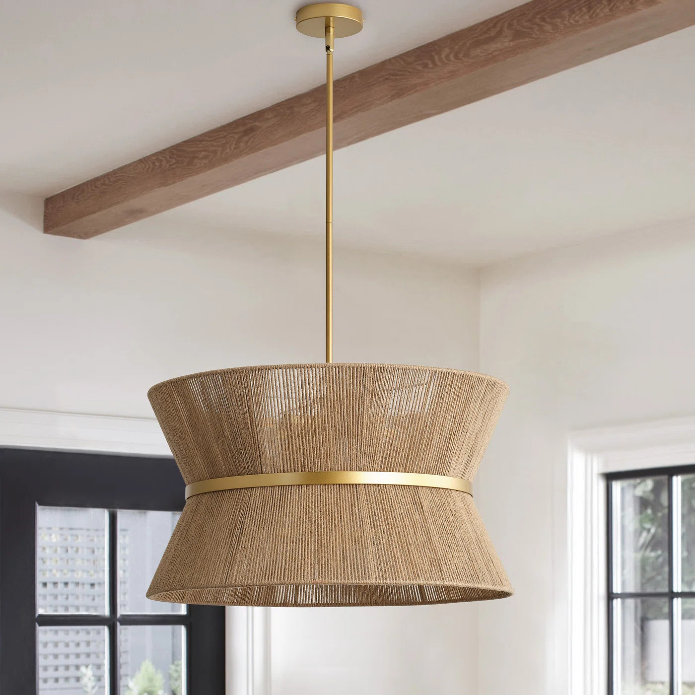 8-Light E12 White Rattan-Metal Chandelier, Dimmable, Adjustable Height, ETL Listed | Wayfair North America