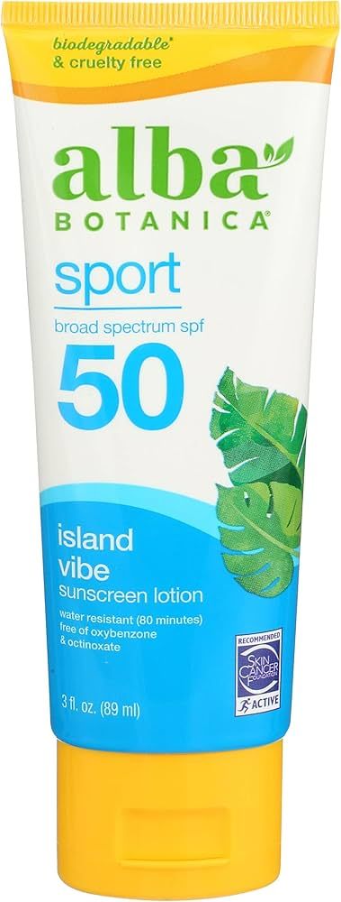 Alba Botanica Sunscreen Lotion, Sport, SPF 45, Fragrance Free, 4 Oz (Packaging May Vary) | Amazon (US)