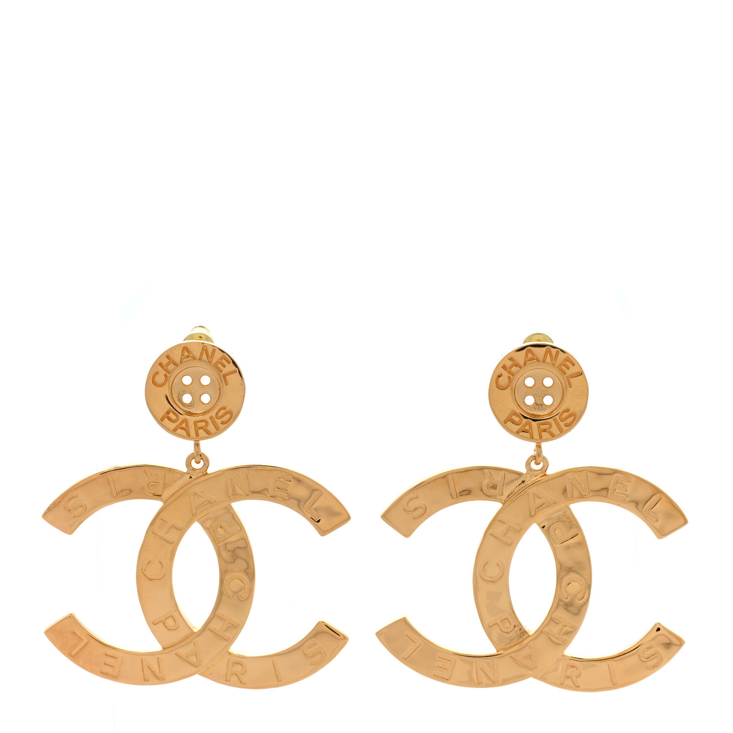 CHANEL

Metal Large Paris Button Earrings Gold | Fashionphile