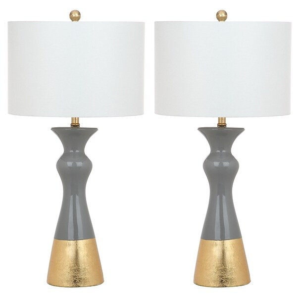 Safavieh Lighting 31-inch Iris Grey/ Gold Table Lamp (Set of 2) - 15"x15"x30.5" | Bed Bath & Beyond