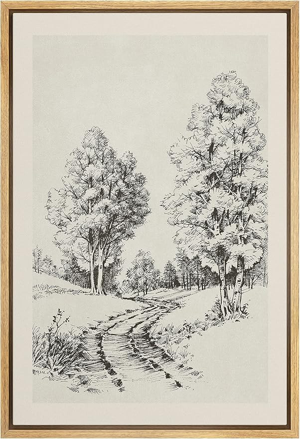 IDEA4WALL Framed Canvas Print Wall Art Trail Through Spring Forest Nature Wilderness Illustration... | Amazon (US)