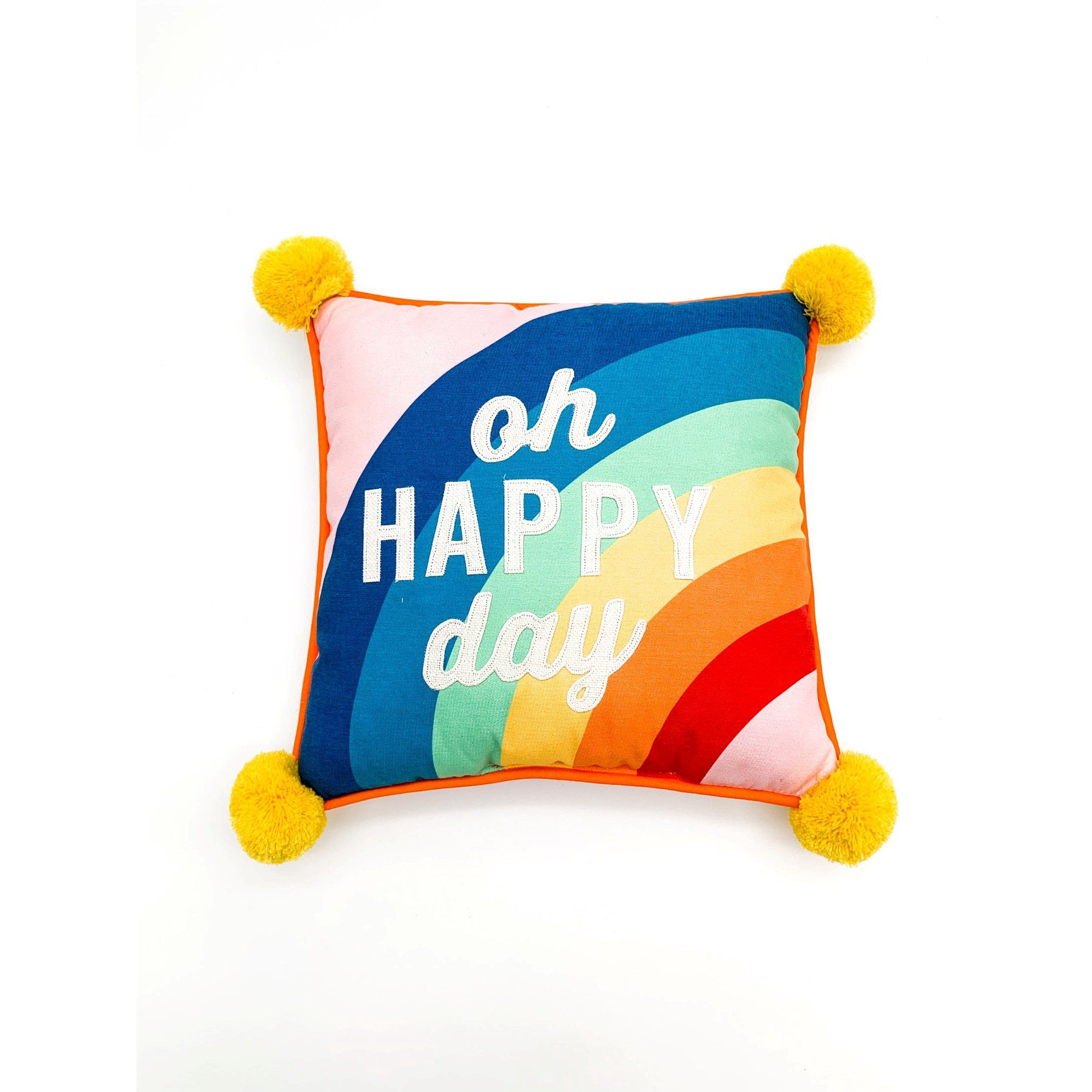 Way To Celebrate Summer Rainbow Pillow with Pompoms, 14" x 14" | Walmart (US)