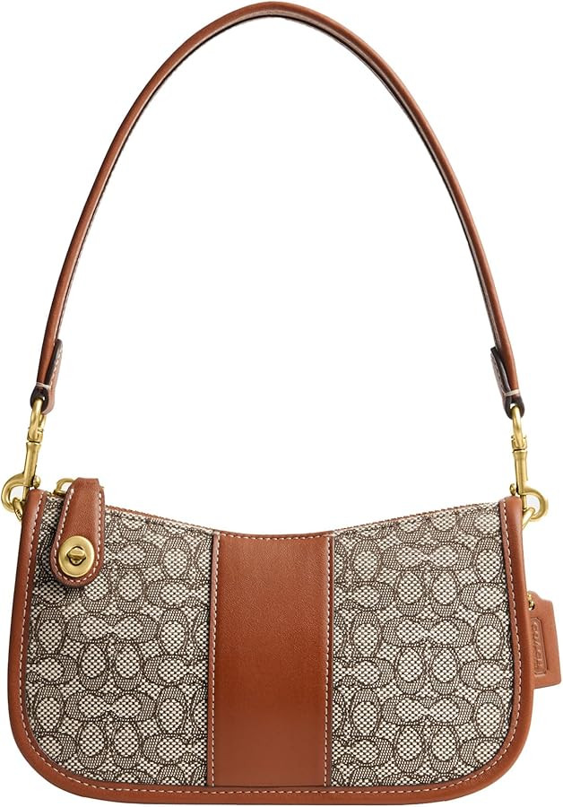 COACH Mini Signature Jacquard Swinger 20, Cocoa Burnished Amb | Amazon (US)