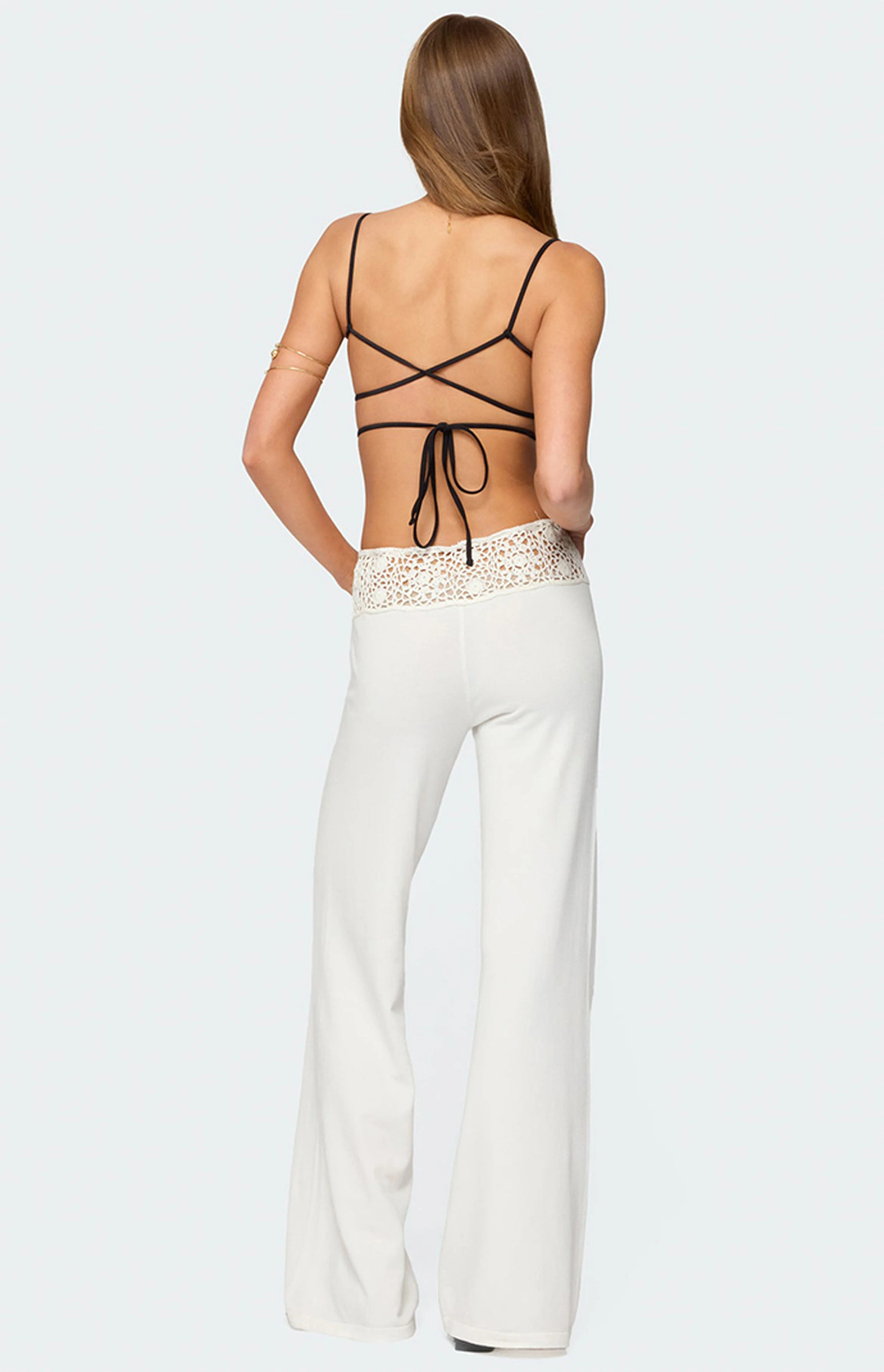 Edikted Kirsty Crochet Waist Knit Pants | PacSun