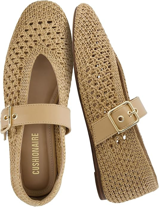CUSHIONAIRE Gabby Woven Mary Jane Ballet Flats for Women, Comfortable Dressy Flat Shoes with Adju... | Amazon (US)