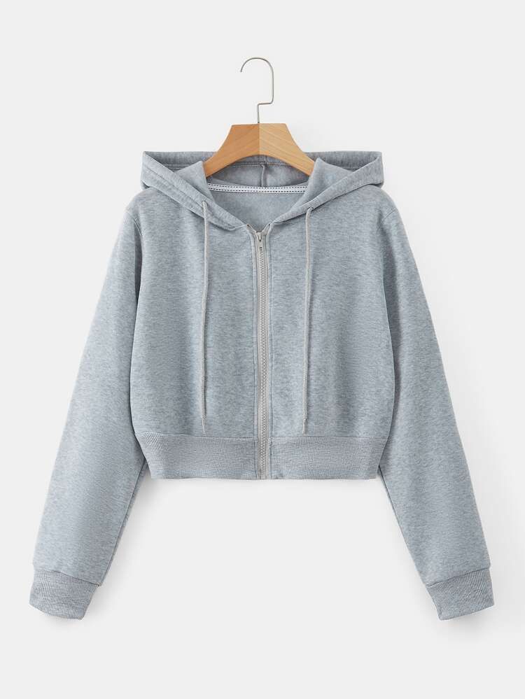 Zipper Drawstring Thermal Hoodie | SHEIN