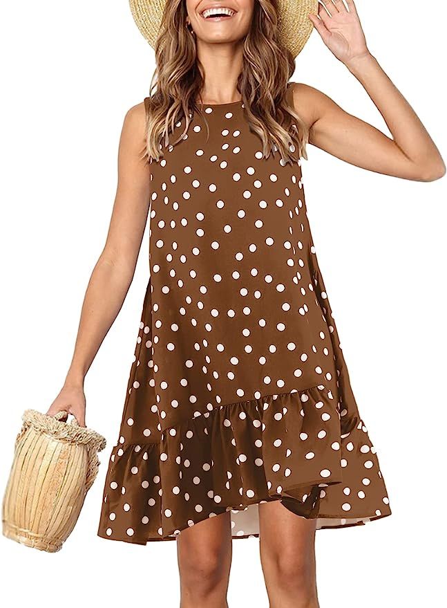 Amoretu Women Sleeveless Dresses Casual Ruffle Mini Summer Dress | Amazon (US)