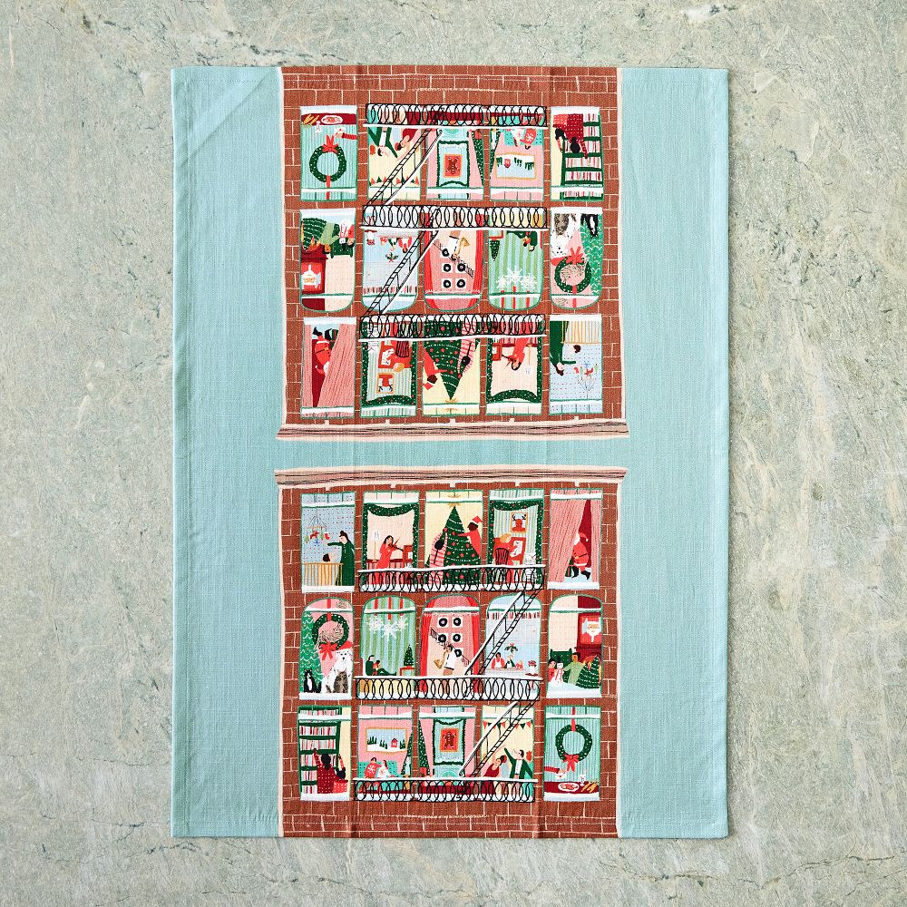 Nicole Cicak Christmas Brownstone Tea Towels (Set of 2) | West Elm (US)