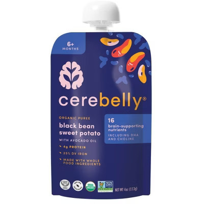 Cerebelly Organic Baby Food Single Pouch Baby Meal - Black Bean Sweet Potato with Avocado and Tomato - 4oz: Age 6+ Months, 2nd Stage Pureed | Target