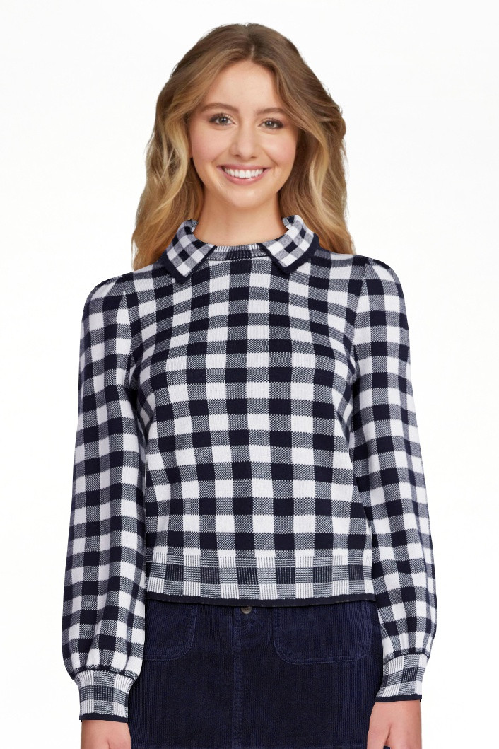 Free Assembly Women's Collared Sweater with Long Puff Sleeves, Midweight, Sizes XS-XXL | Walmart (US)