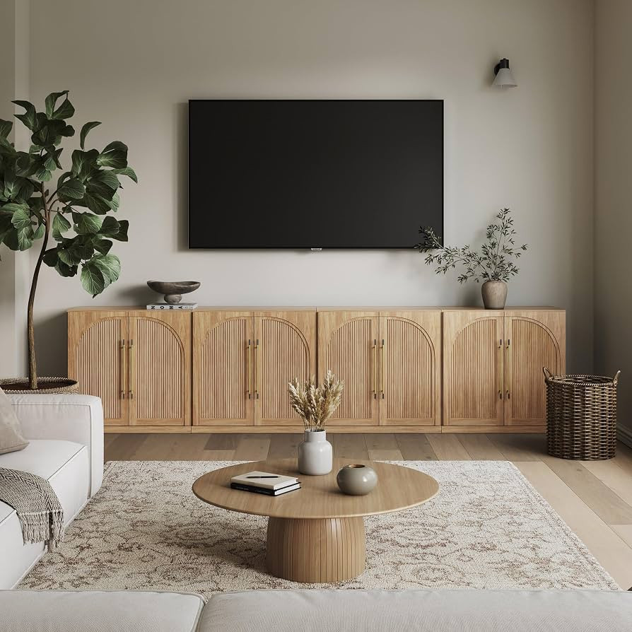 BELLEZE Jagger Set of 4 32.5" TV Stand & Entertainment Centers - Camel | Amazon (US)
