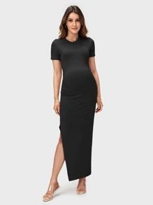 SHEIN BASICS Maternity Split Thigh Bodycon Dress
   SKU: sa2202189554868233      
          (259 ... | SHEIN