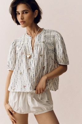 By Anthropologie Cotton Crop Swing Top | Anthropologie (US)