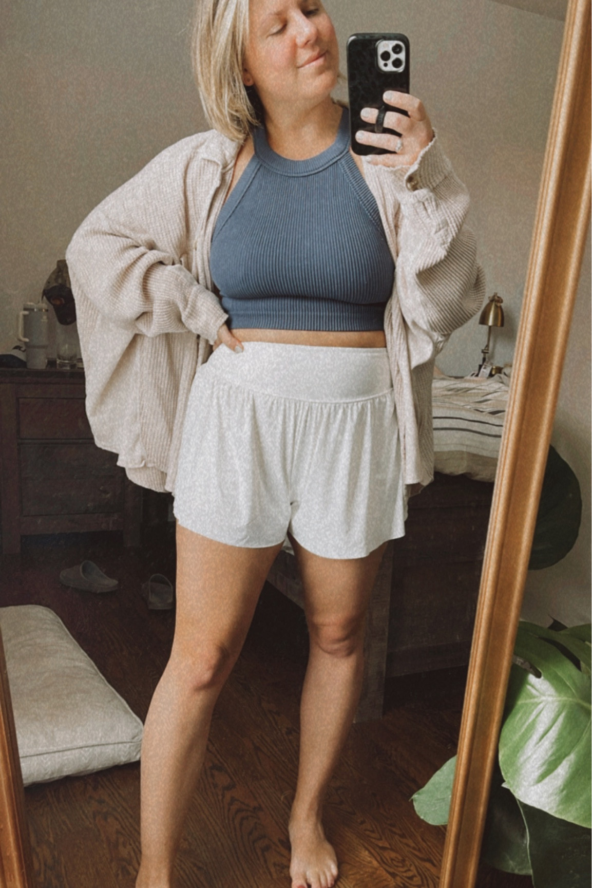 Comfies today even though it’s cold outside. These shorts from Amazon are amazing. I’m wearing a size L and they’re perfectly flowy. They have spandex shorts under which I love! 

#LTKsalealert #LTKunder50