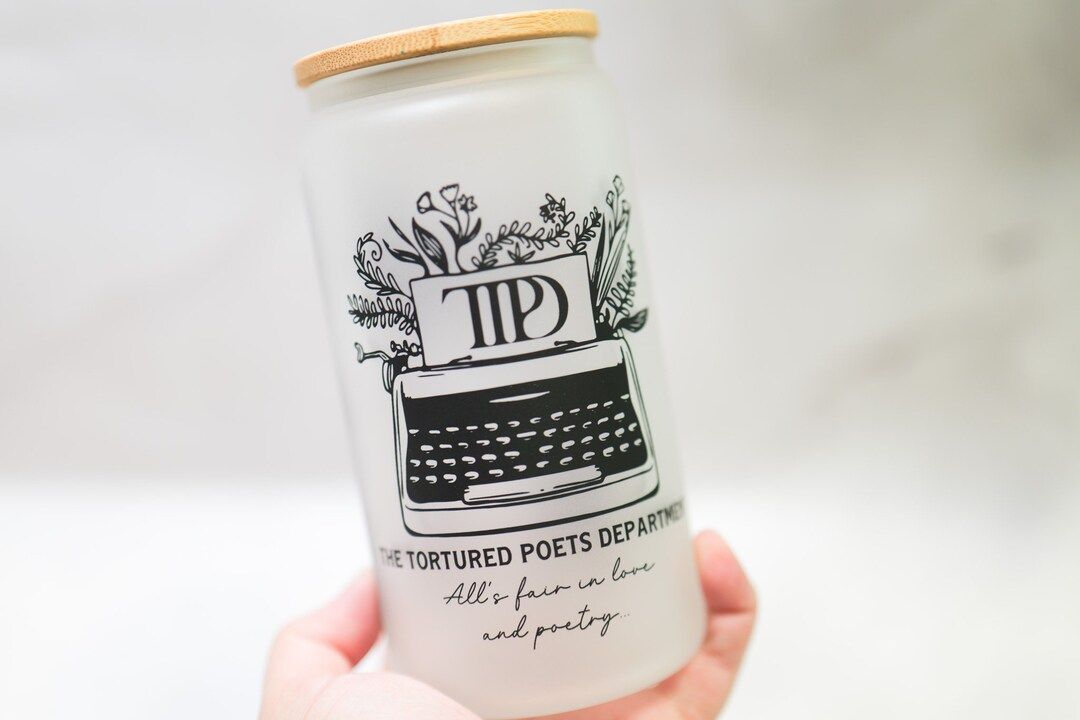 Taylor Swift The Tortured Poets Department Glass Cup w/ Bamboo Lid | Etsy (US)