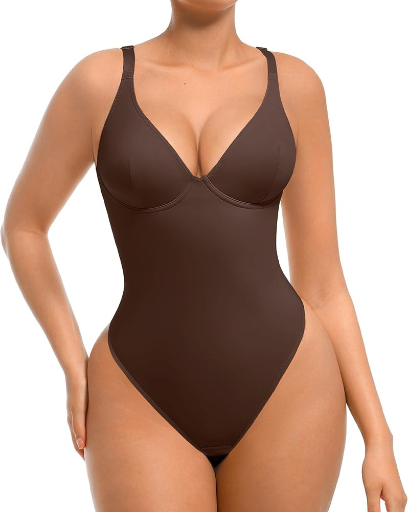 FeelinGirl Bodysuits for Women Tummy Control Shapewear Bodysuit Thong Body Suits | Amazon (US)