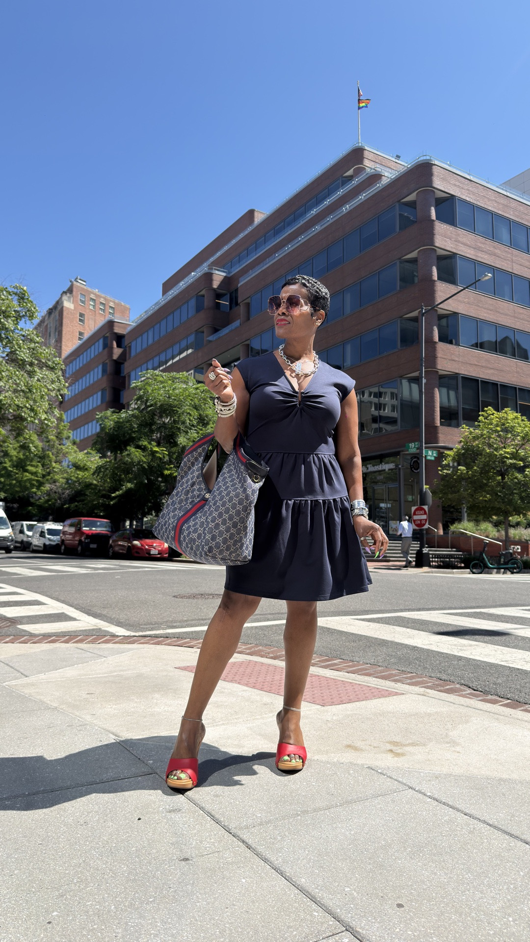 Workwear, but make it chic. ❤️

A classic navy dress, statement accessories, and a bold pop of red = an effortless office slay. My exact dress is an older TJ Maxx find, but I’ve linked the closest lookalikes so you can steal the style. ✨
#thepolisheddiva #styleinspiration

#LTKootd #LTKPetite #LTKWorkwear
