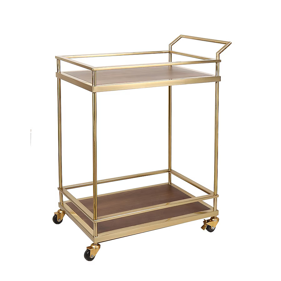 Origin 21 Gold Metal Base with Wood Rolling Kitchen Cart ( 26.5-in x 16.5-in x 35.25-in ) | Lowe's