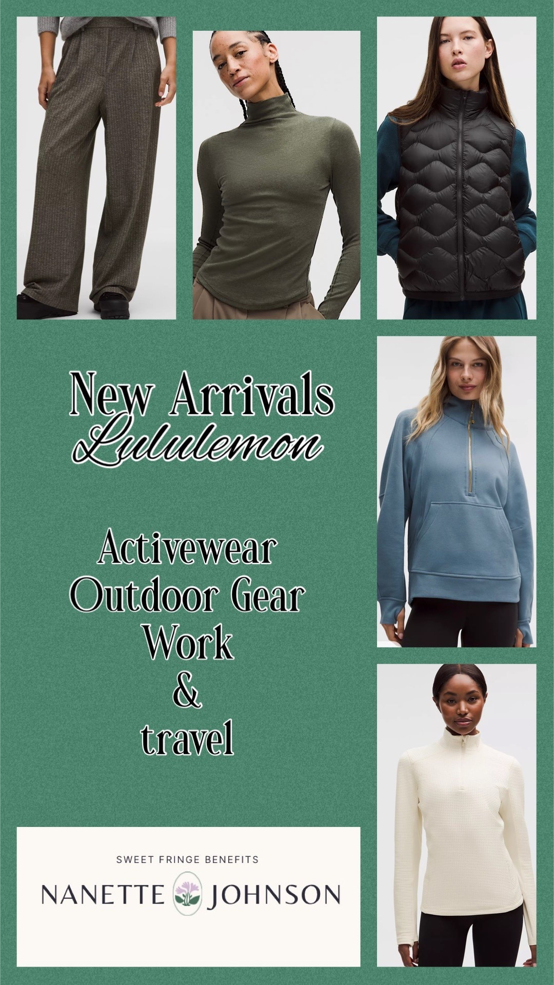 New arrivals at @Lululemon 

Love the long gold zipper scuba 
The herringbone triusers are warm and classy 
Grab a matching turtleneck for easy getting dressed 
The waffle 1/2 zip and feet would go great for outdoor activities 

#LTKActive #LTKOver40 #LTKMidsize