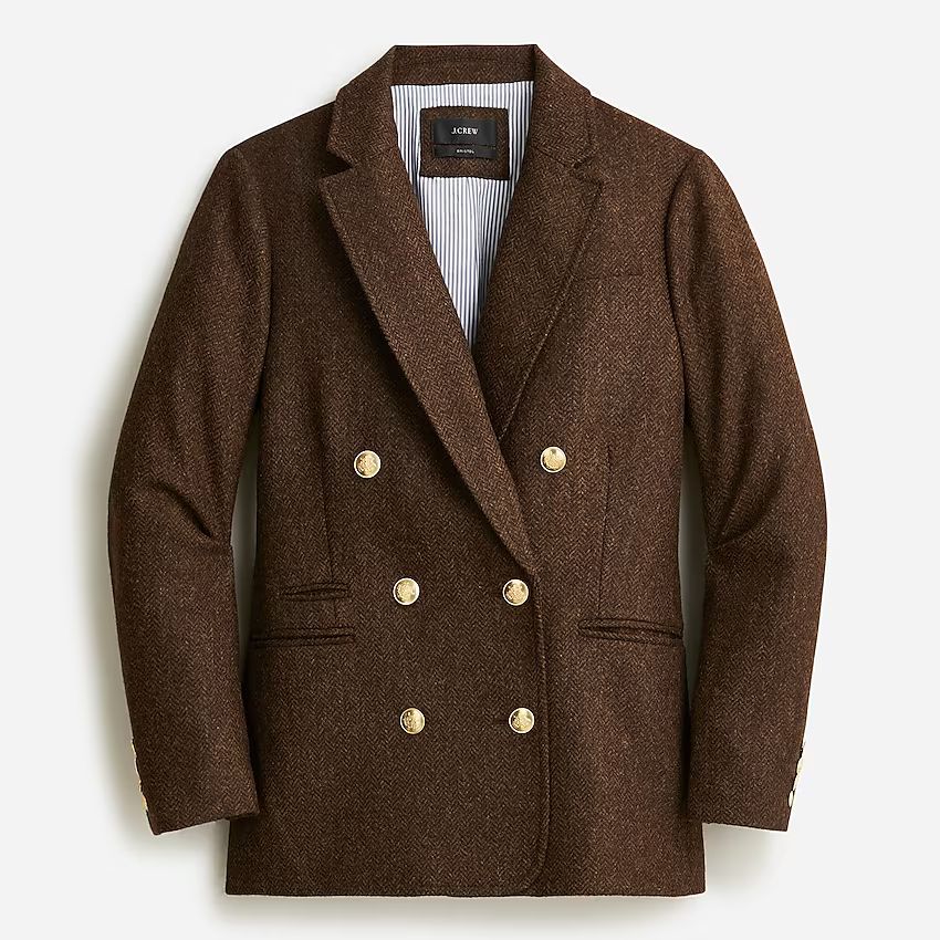 J.Crew: Bristol Blazer In Chocolate Herringbone Wool For Women | J.Crew US