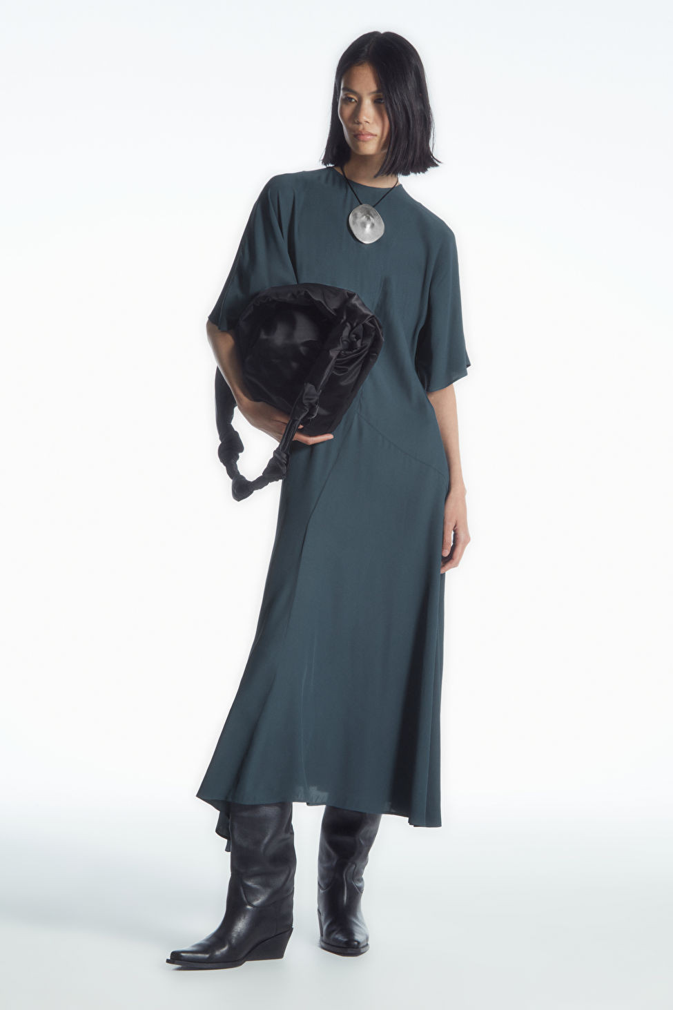 ASYMMETRIC DRAPED MIDI DRESS | COS UK