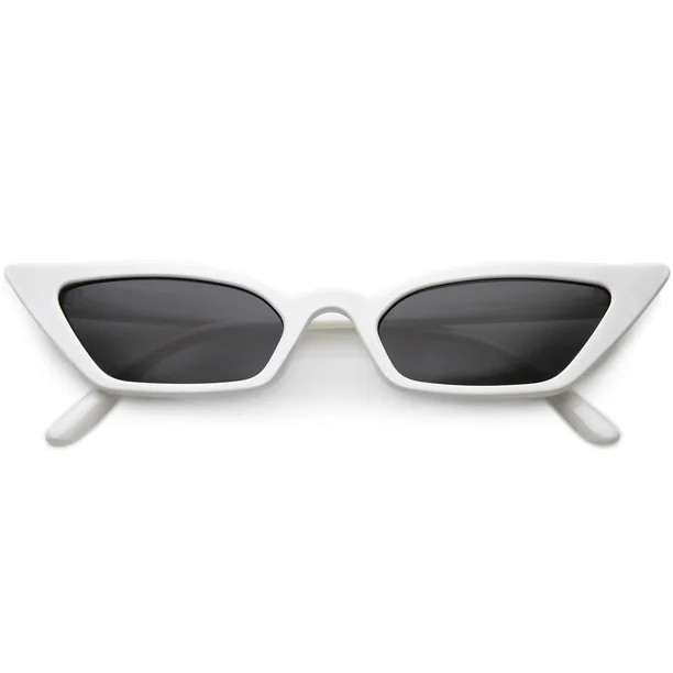 Women's Thin Extreme Cat Eye Sunglasses Rectangle Lens 47mm (White / Smoke) | Walmart (US)