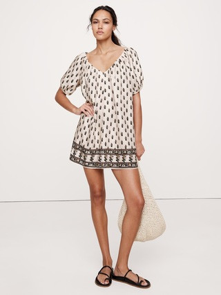 Viscose-Linen Mini Dress | Banana Republic (US)