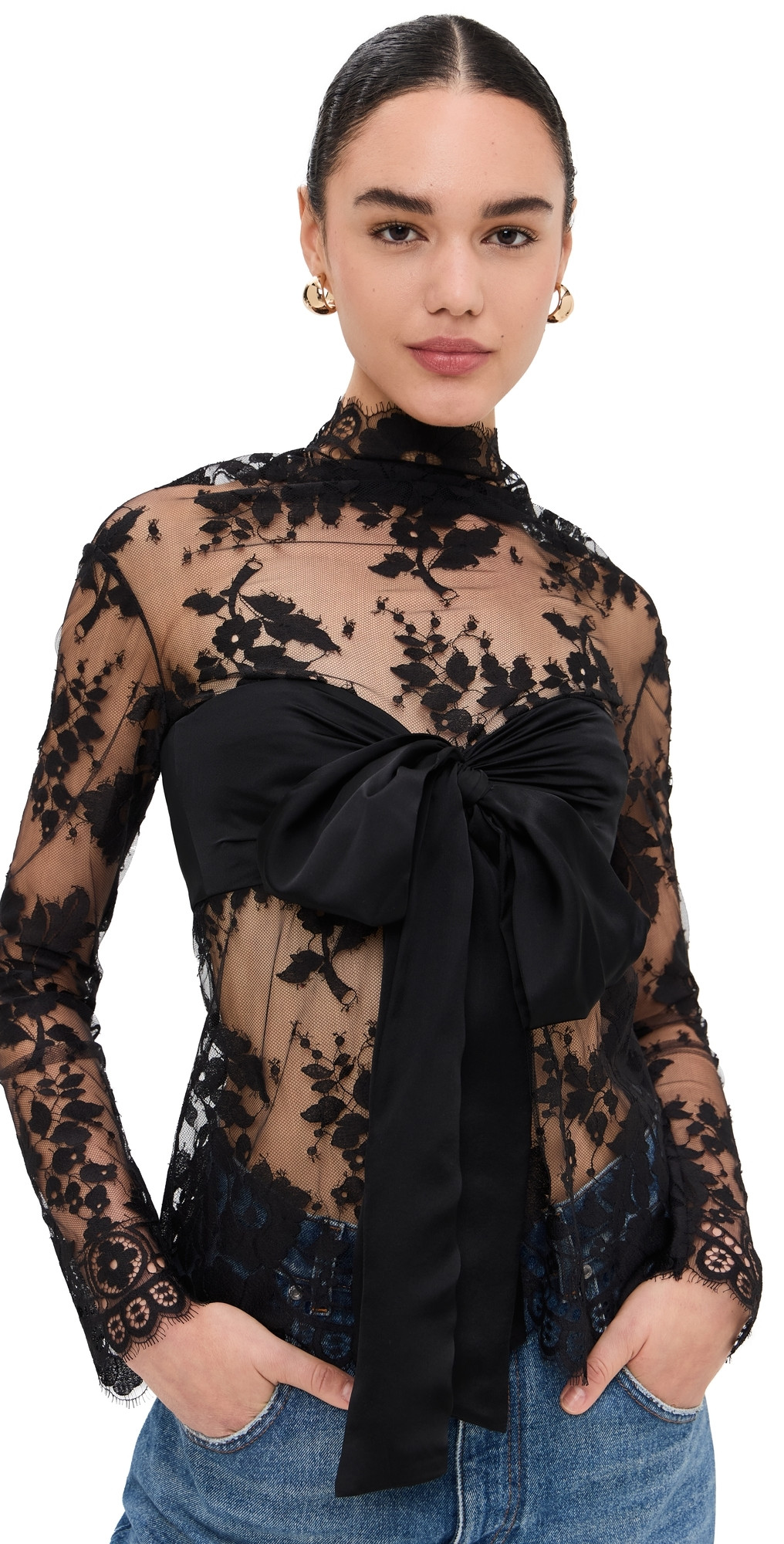 Zimmermann Illustration Lace Bow Bodice Top Black 1 | Shopbop