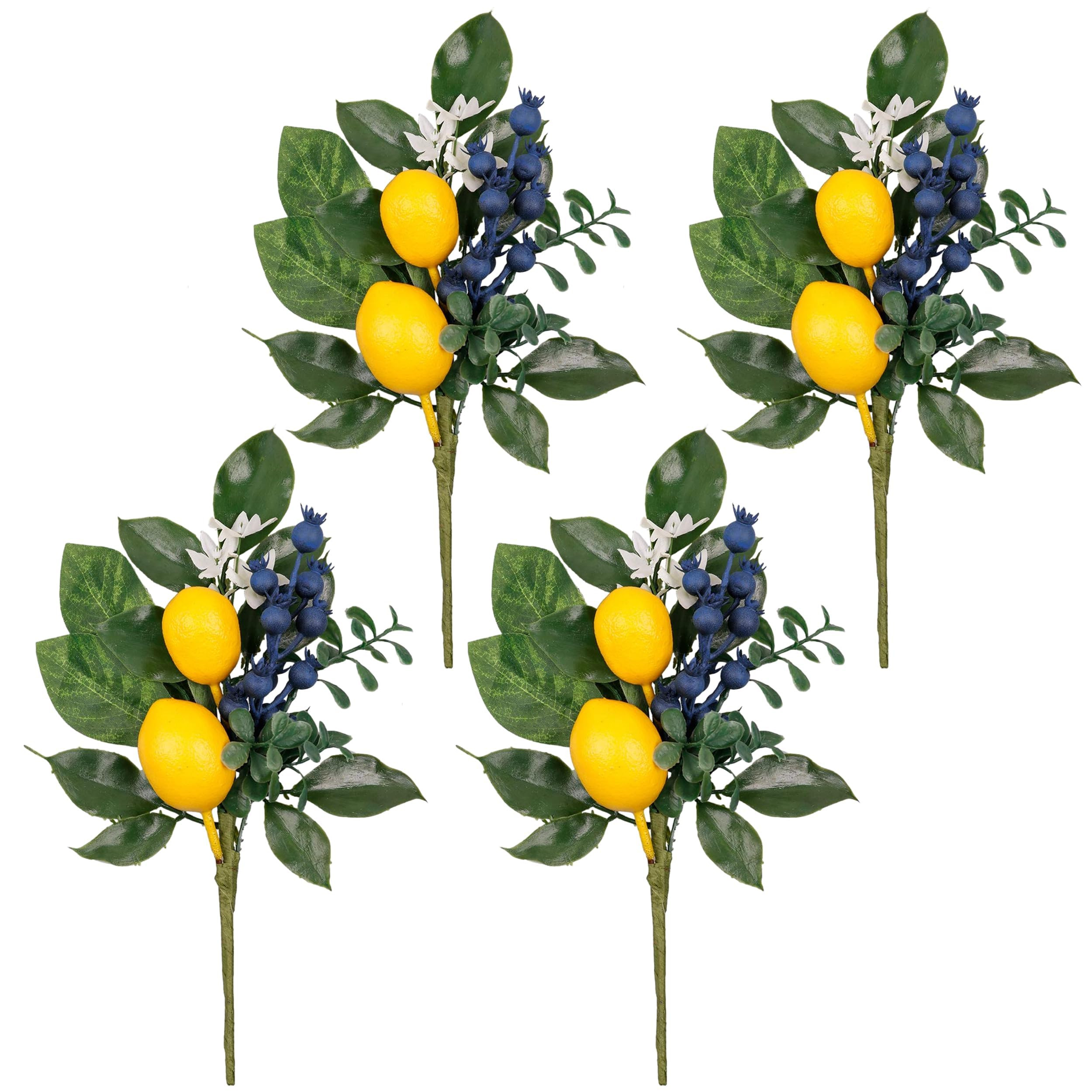 Valery Madelyn 4 Packs Spring Picks with Lemon, Blueberry and Eucalyptus Leaves, Artificial Fruit... | Amazon (US)