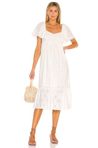 Line & Dot Stephanie Midi Dress in White from Revolve.com | Revolve Clothing (Global)