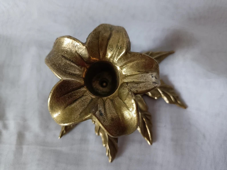 Vintage Brass Candle Holder, Antique Candlestick, Floral&leaf Chamberstick, Art Nouveau Taper Can... | Etsy (US)