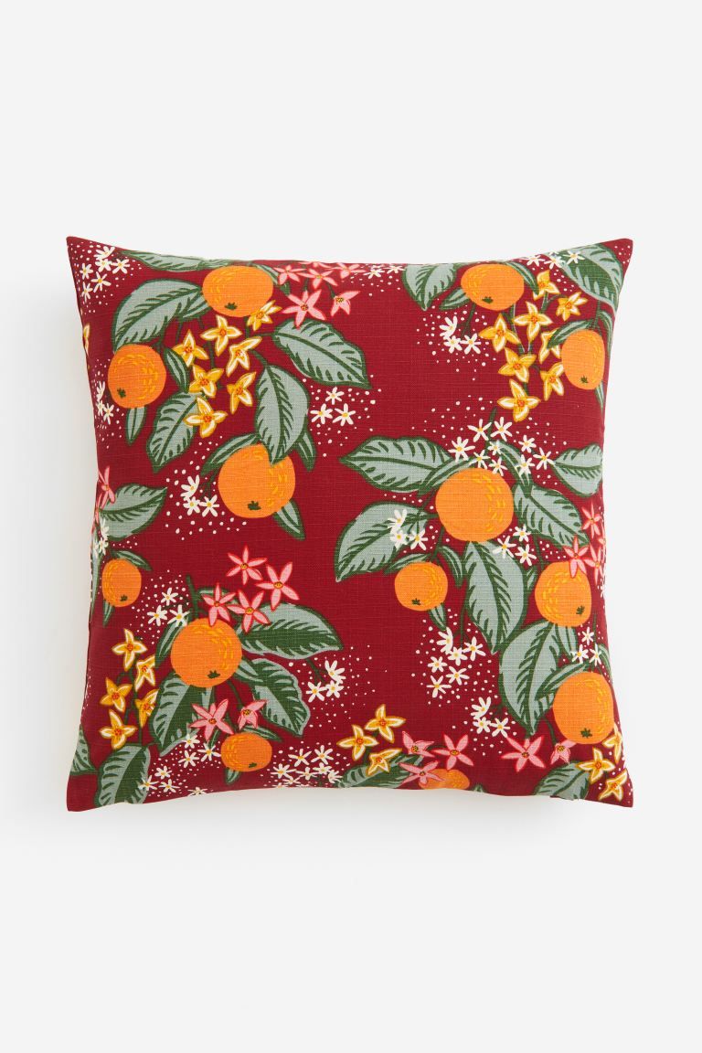 Patterned Cushion Cover - Dark red/patterned - Home All | H&M US | H&M (US + CA)