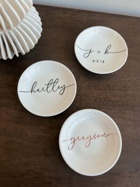 Valentine’s Day Gift ideas for kids, moms friends etc. custom name or date ring dishes 
Love these for my girl’s nightstands and I got one for myself with our wedding anniversary



#LTKover40 #LTKfindsunder50 #LTKU