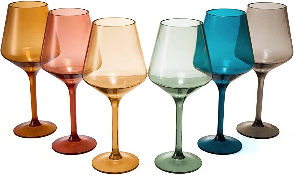 Amazon.com | European Style Crystal, Stemmed Wine Glasses, Acrylic Glasses Tritan Drinkware, Unbr... | Amazon (US)