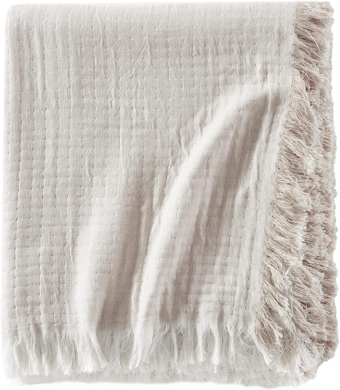 Brielle Home Denver Reversible Cotton Gauze Throw Blanket, 50 x 60 in, Ecru/White | Amazon (US)