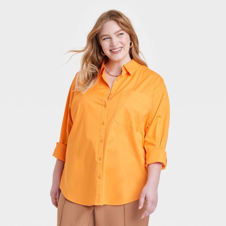 Women's Long Sleeve Oversized Button-Down Shirt - A New Day™ | Target