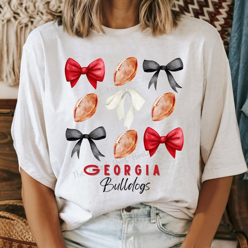 Georgia Bulldogs Coquette Bows Football Shirt, Bulldogs Bows T-Shirt, Girly Football Tee, Univers... | Etsy (US)
