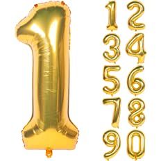40 Inch Gold Digit Helium Foil Birthday Party Balloons (Gold 1) | Amazon (US)
