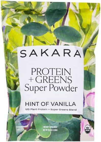 Sakara Protein + Greens Super Powder, 30 Servings - Organic Protein Powder Hemp, Pumpkin, Pea Pro... | Amazon (US)