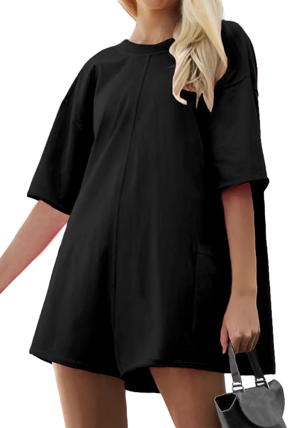 AnotherChill Womens Athletic Romper With Pockets Workout Tee Rompers Backless Oversized Onesie Ca... | Amazon (US)