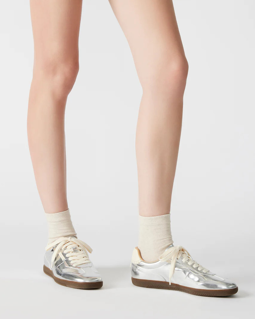 EMPORIA Silver Low-Top Lace-Up Sneakers | Women's Sneakers | Steve Madden (US)