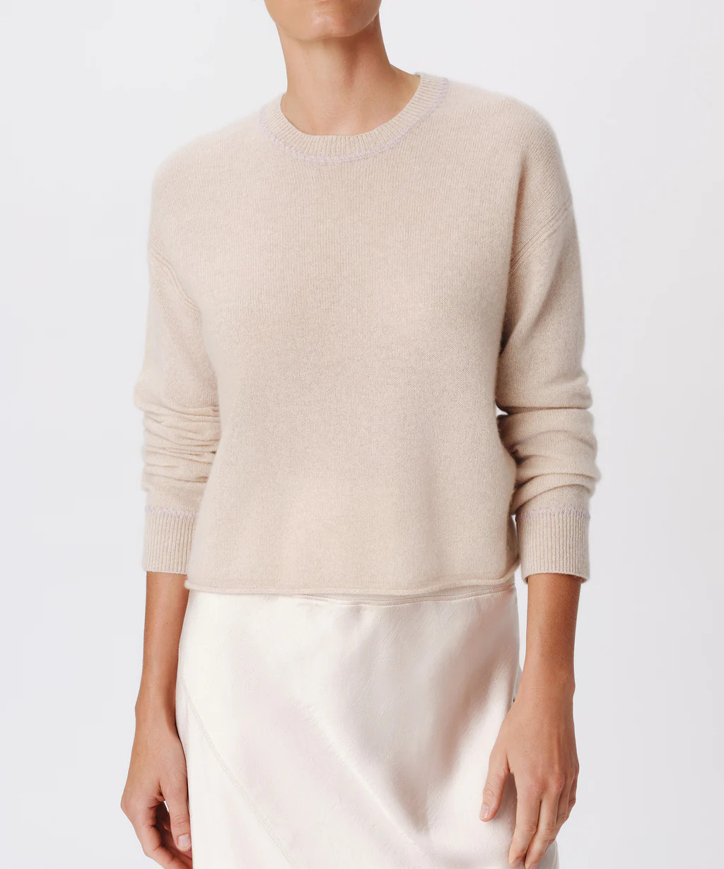 Cashmere Long Sleeve Pullover - Soft Oatmeal | ATM Collection